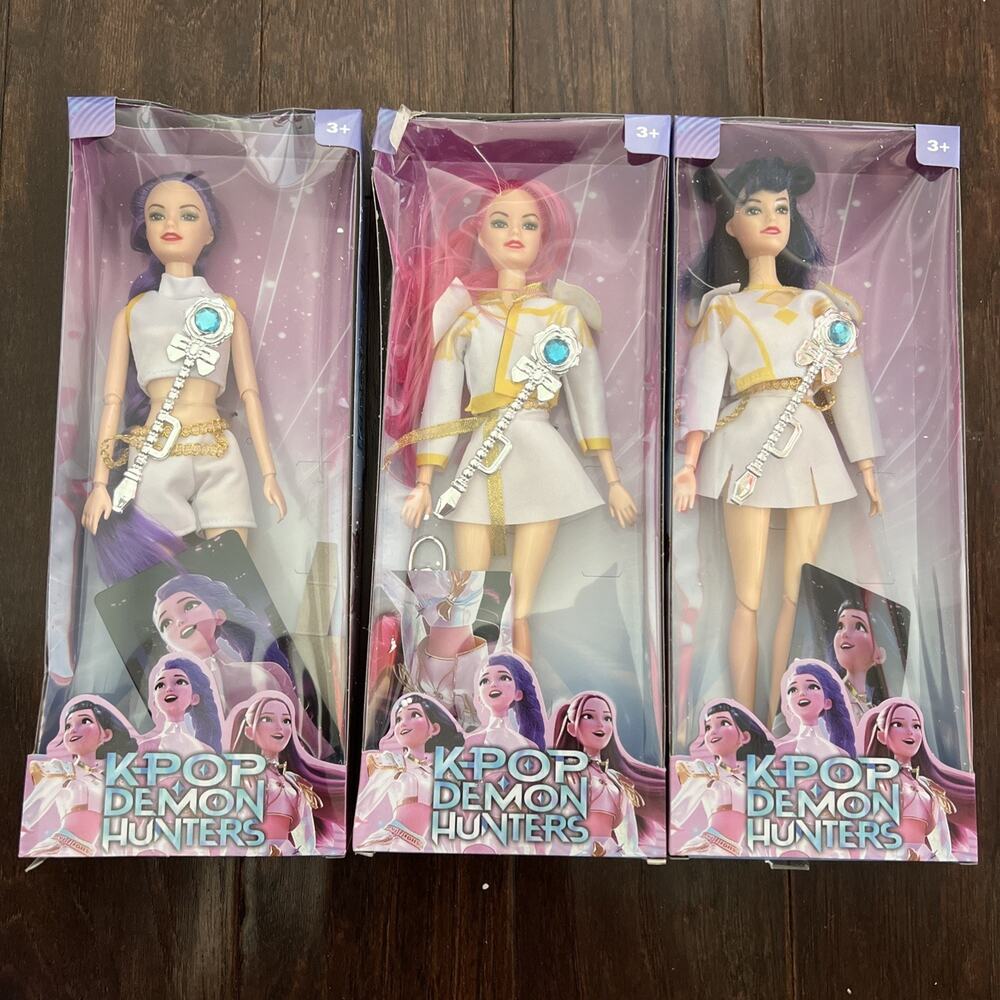 Kpop Demon Hunter Set Of 3 Barbie Dolls With Weapons/ Accs NIB Some BOX DAMAGE